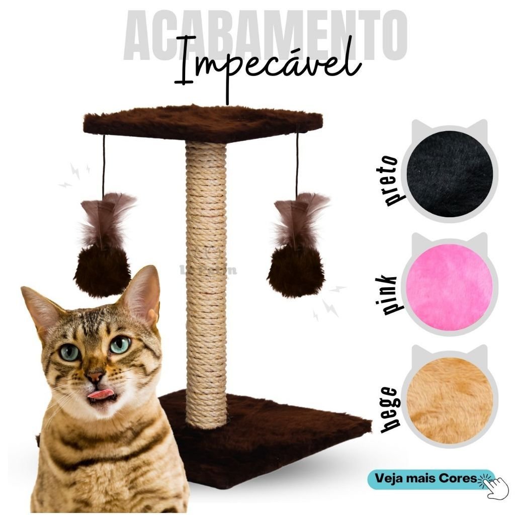 Arranhador Para Gatos Poste com Brinquedo Duplo