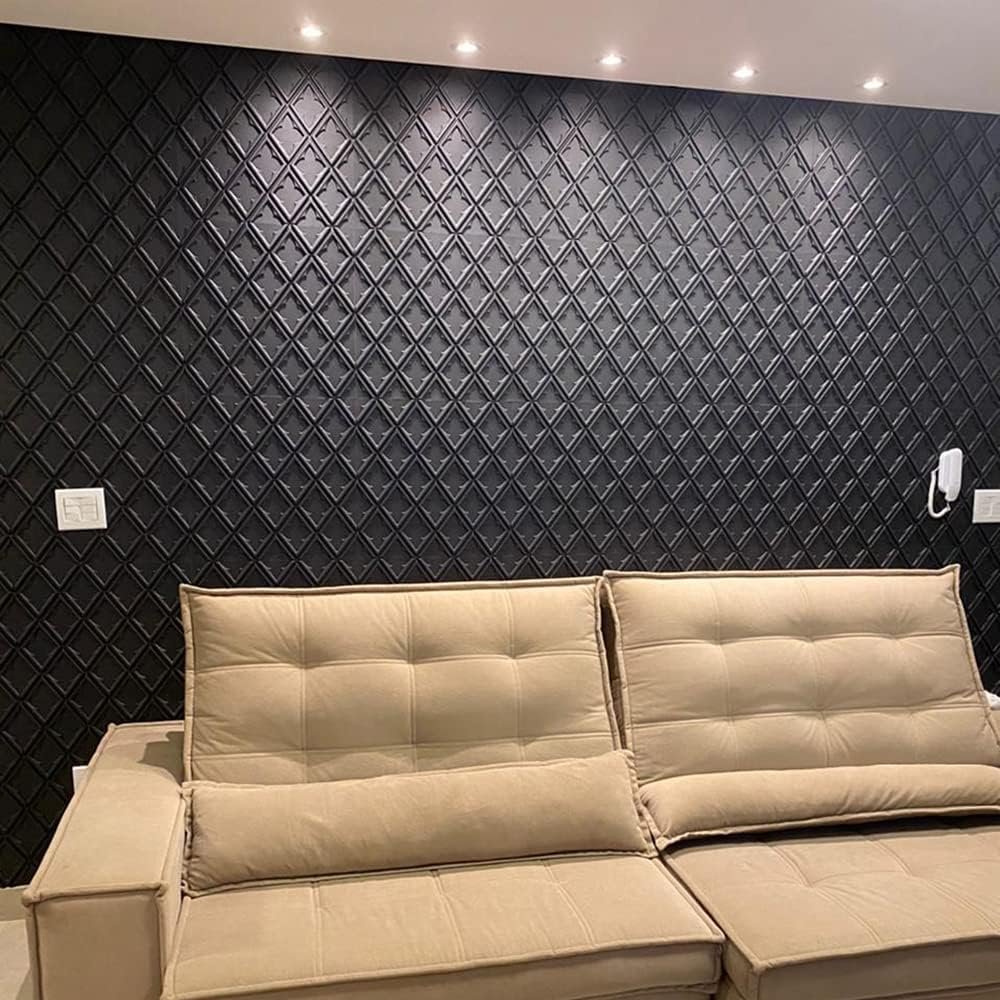 Placas 3D Revestimento de Parede Veneto Preta